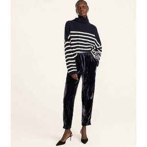 J. Crew Crushed Velvet Jogger High Rise Pants in Midnight Blue